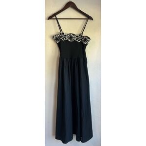 J Crew Crochet Mixy Midi Maxi Dress XS Black  Romantic Feminine Retro Bohemian